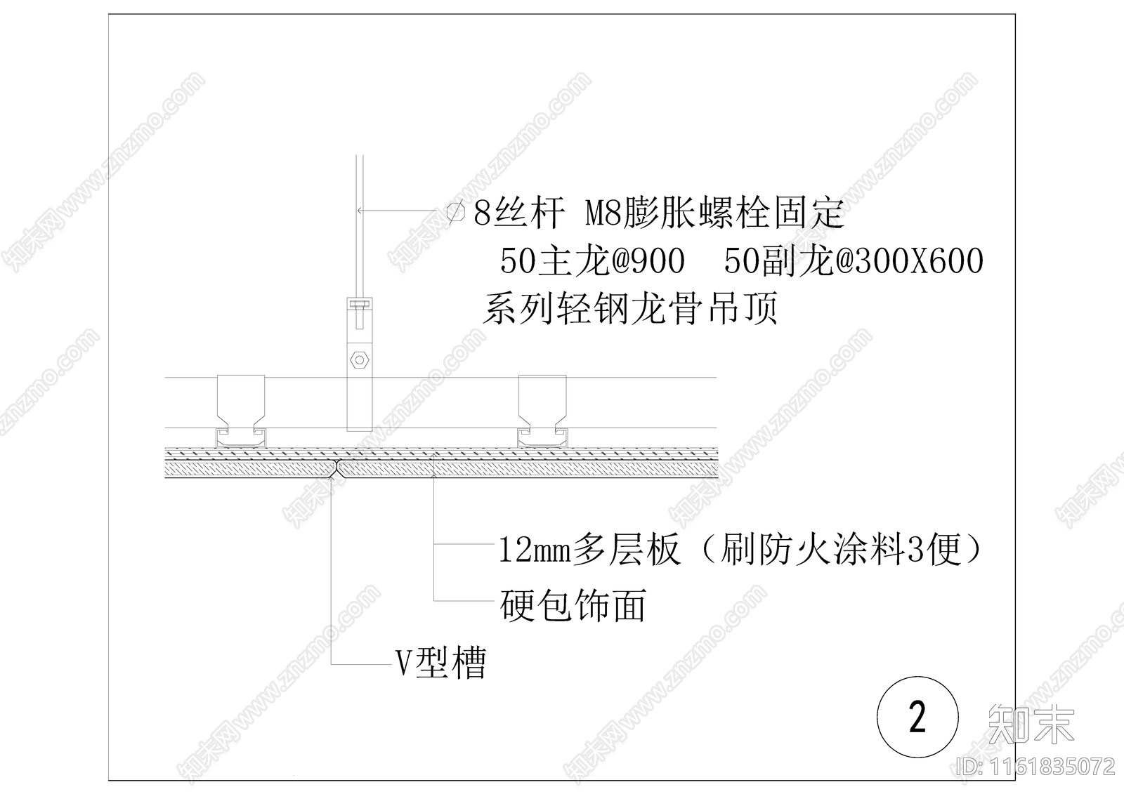 硬包吊顶节点大样施工图下载【ID:1161835072】