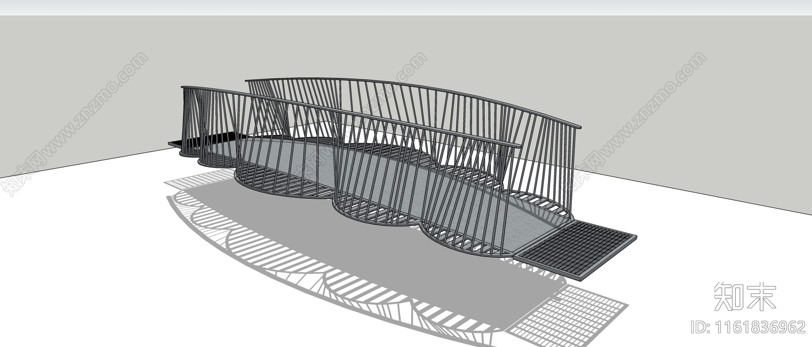 现代景观金属造型桥SU模型下载【ID:1161836962】