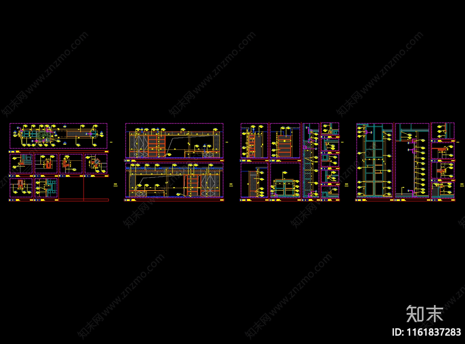 现代办公洽谈区钢网节点图cad施工图下载【ID:1161837283】