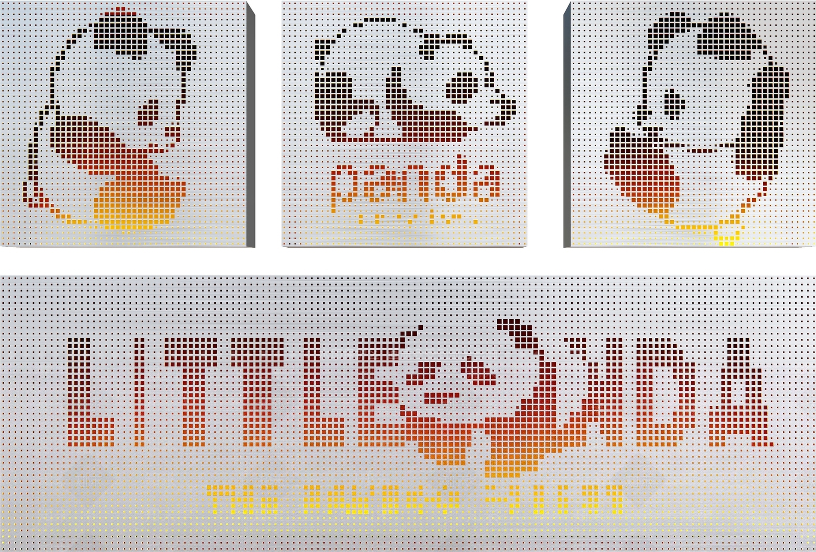 现代熊猫艺术穿孔板景墙SU模型下载【ID:1161837265】