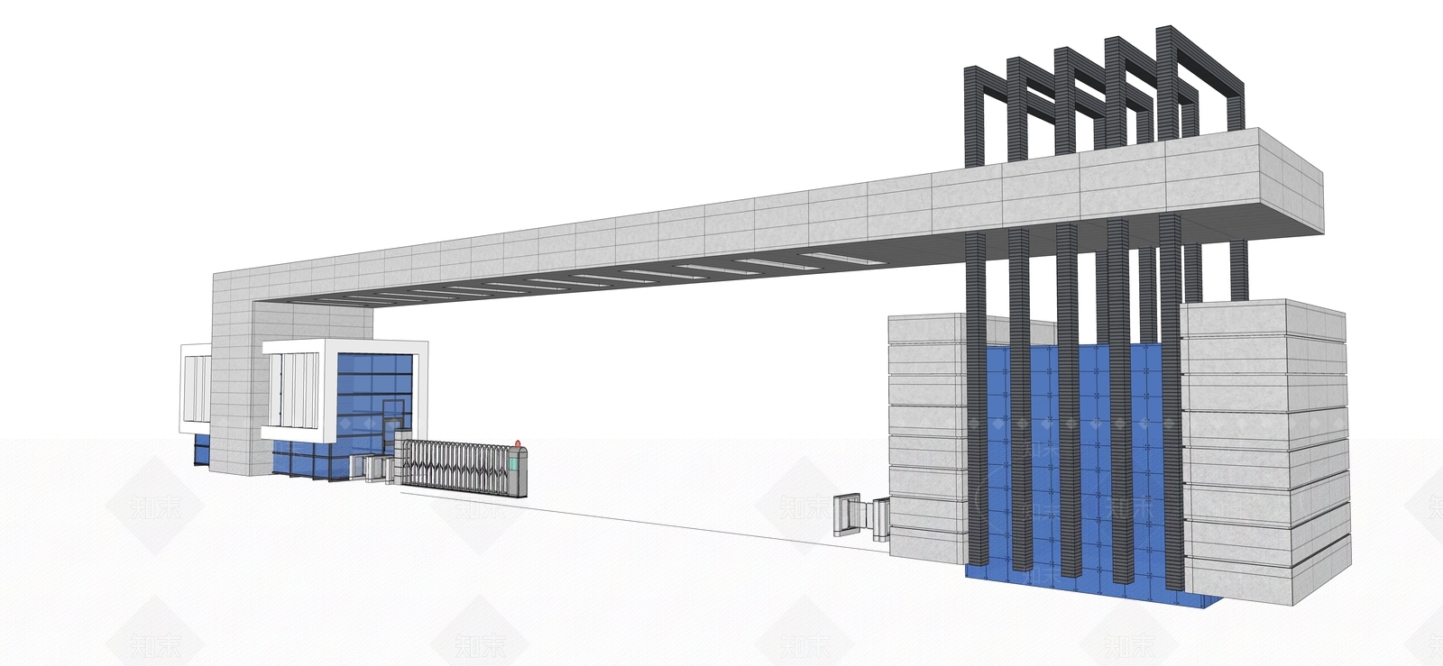 现代厂区大门SU模型下载【ID:1161840518】