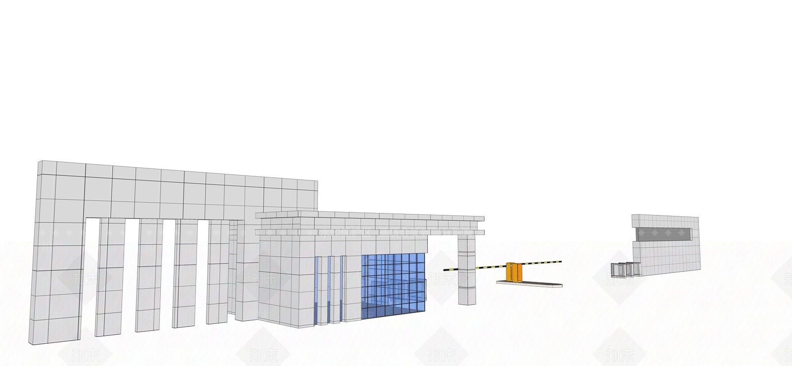 现代厂区政府大门SU模型下载【ID:1161840722】