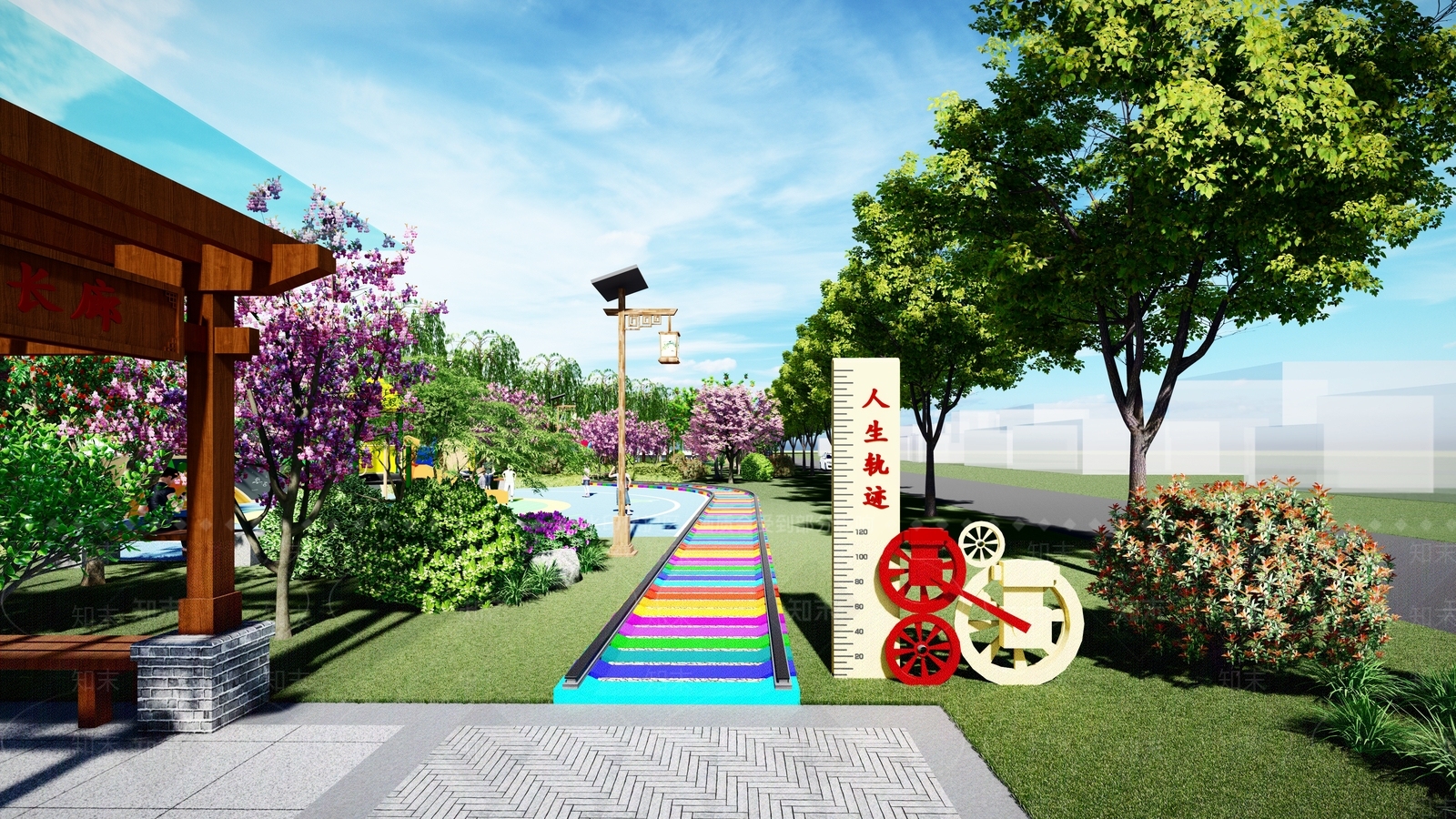 乡村滨河公园SU模型下载【ID:1162155631】