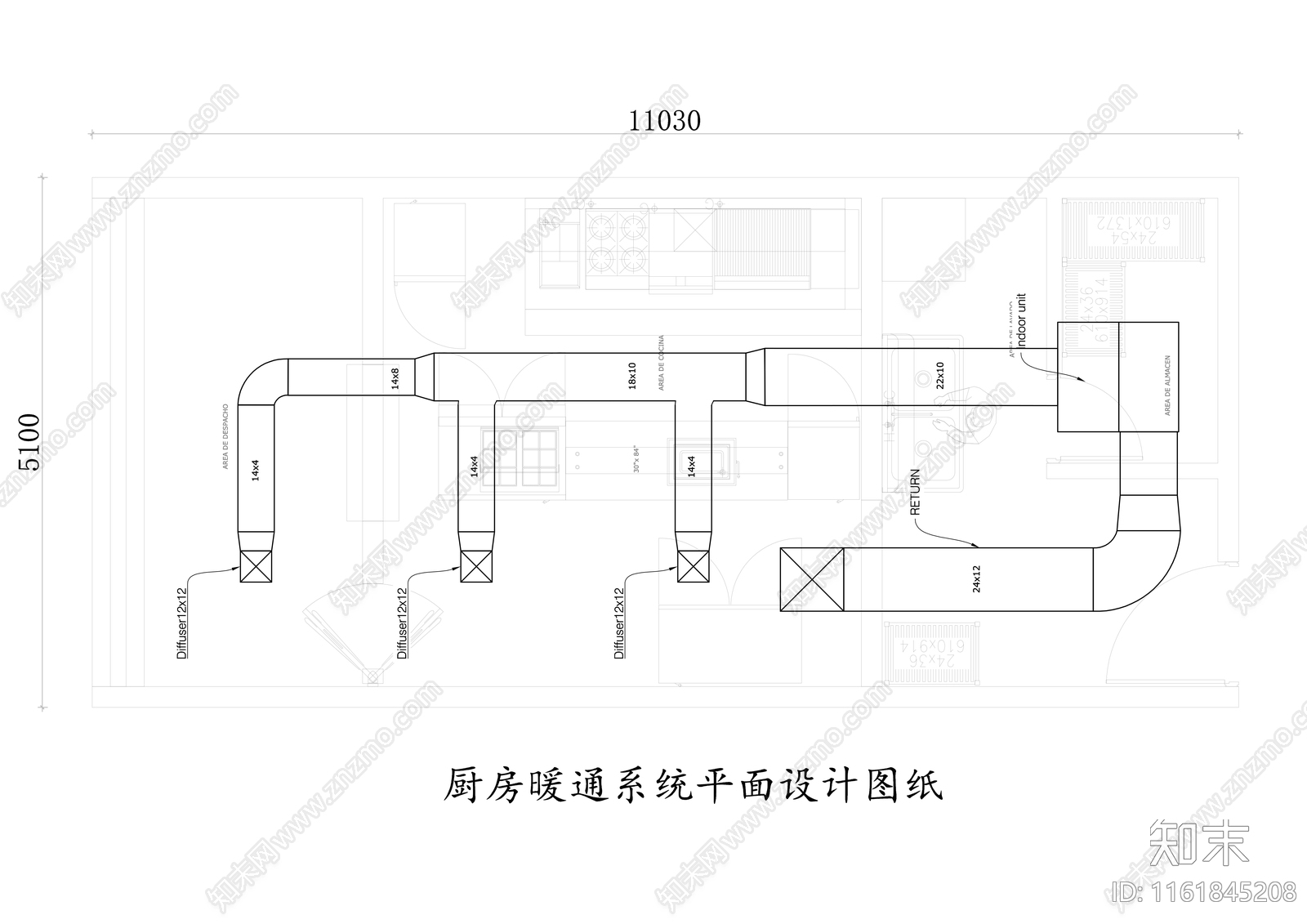 厨房暖通系统平面设计图纸施工图下载【ID:1161845208】