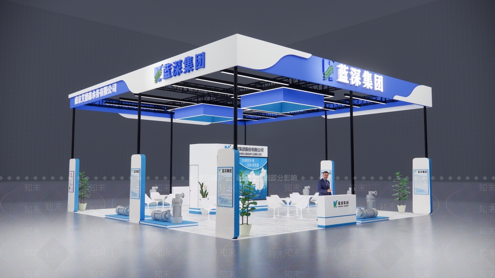 现代简约时尚桁架展台含灯光SU模型下载【ID:1161845794】