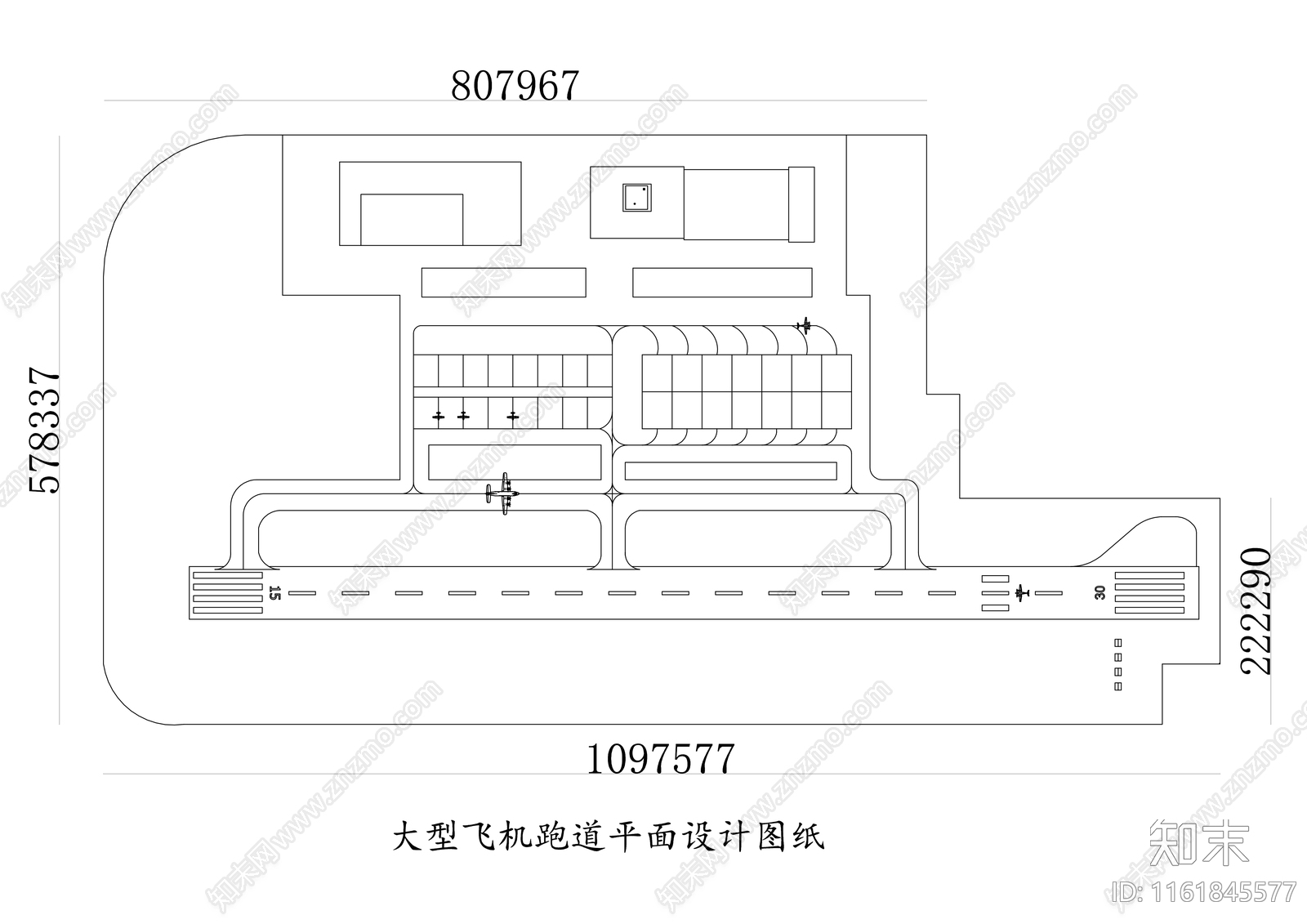 大型飞机跑道平面设计图纸施工图下载【ID:1161845577】