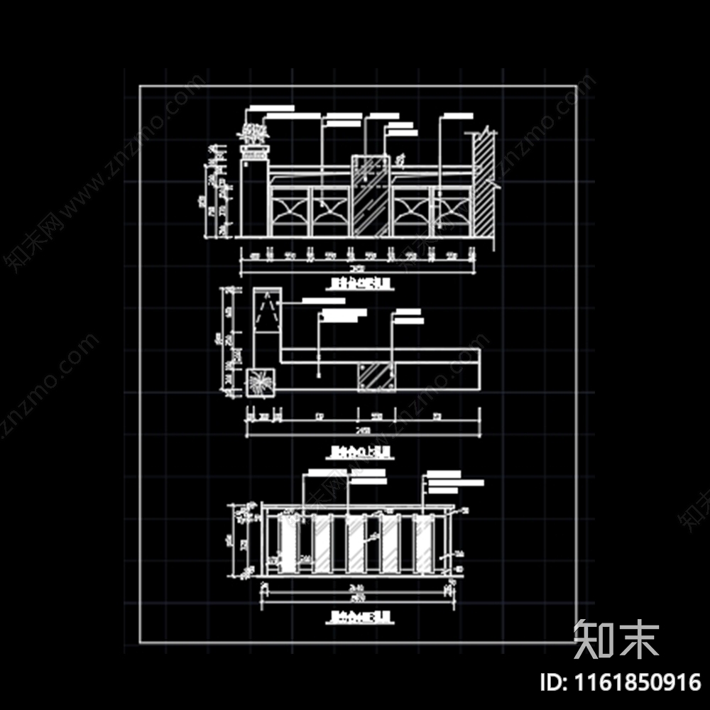 服务台吧台装修图cad施工图下载【ID:1161850916】