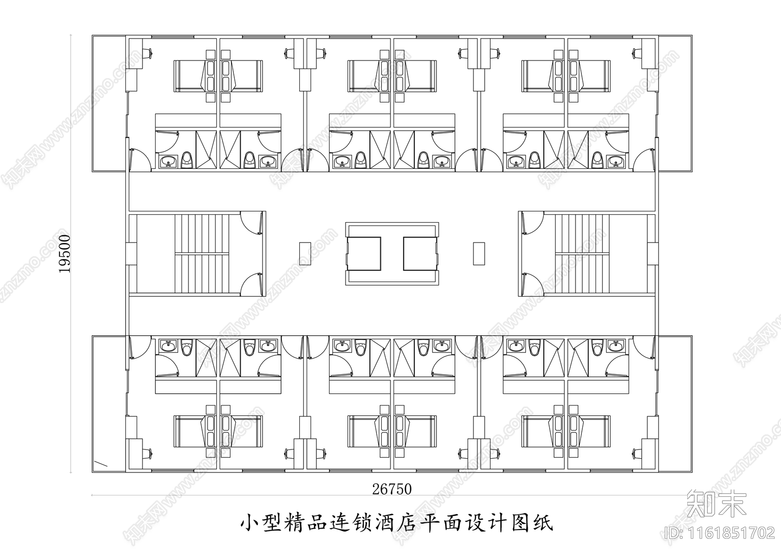 小型精品连锁酒店平面设计图纸施工图下载【ID:1161851702】