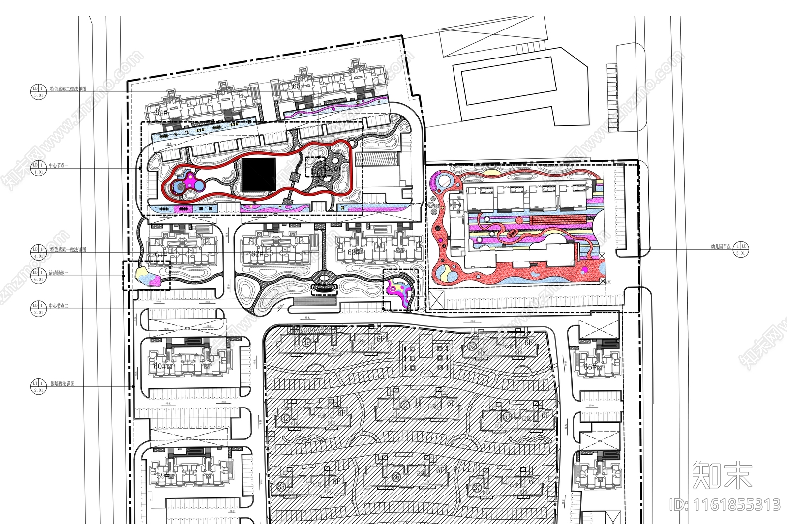 南京某安置小区景观平面图cad施工图下载【ID:1161855313】