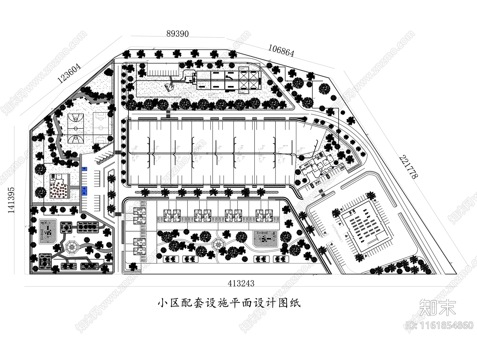 小区配套设施平面设计图纸施工图下载【ID:1161854860】