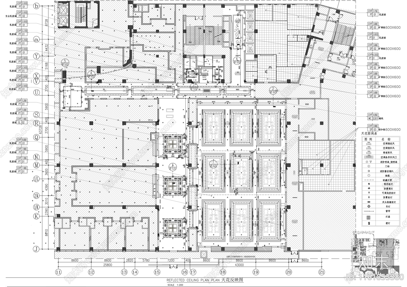 现代酒店宴会厅全日餐厅多功能厅中餐厅室内精装修施工图下载【ID:1161855380】