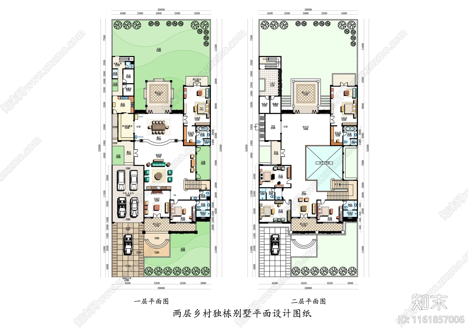 两层乡村独栋户型别墅平面设计图纸施工图下载【ID:1161857006】