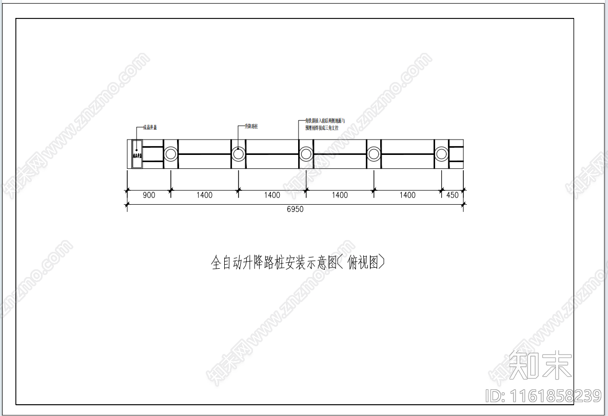 校门口等多种场合自动升降柱自动升降立柱施工图下载【ID:1161858239】