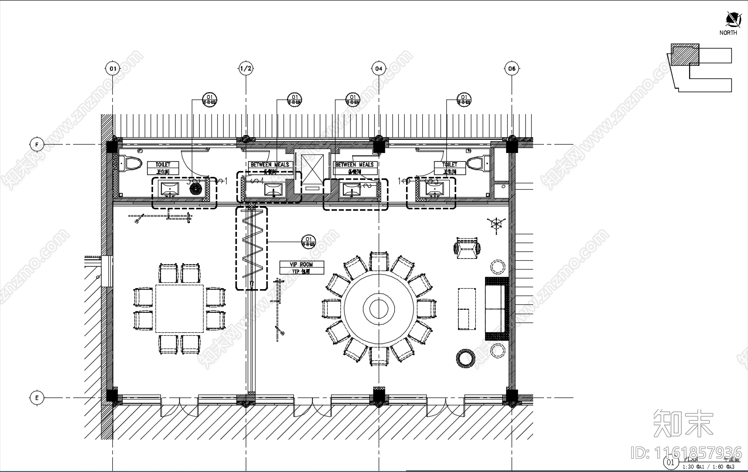 VIP包间cad施工图下载【ID:1161857936】