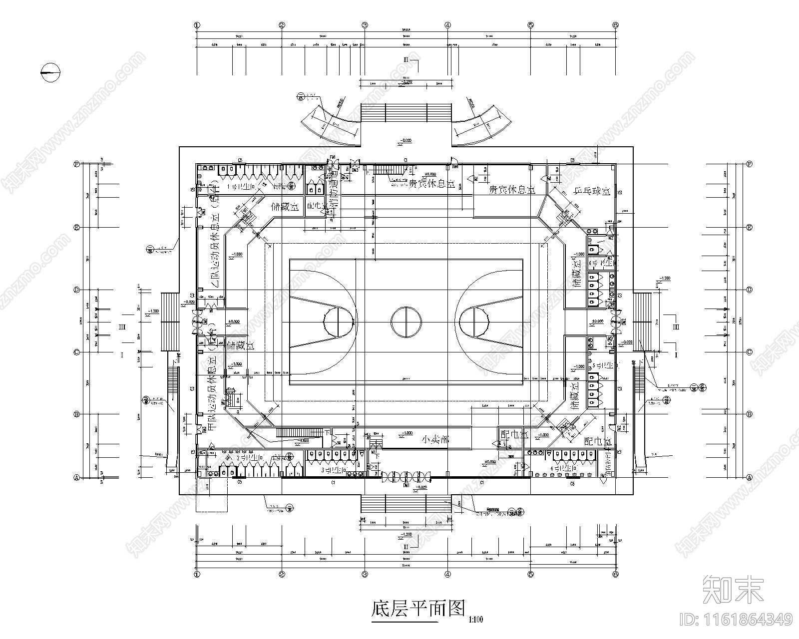 体育馆篮球馆比赛场施工图下载【ID:1161864349】