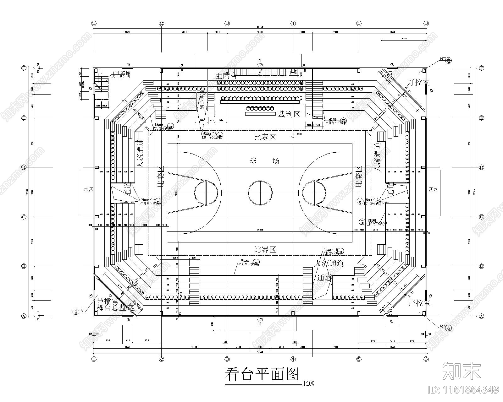 体育馆篮球馆比赛场施工图下载【ID:1161864349】