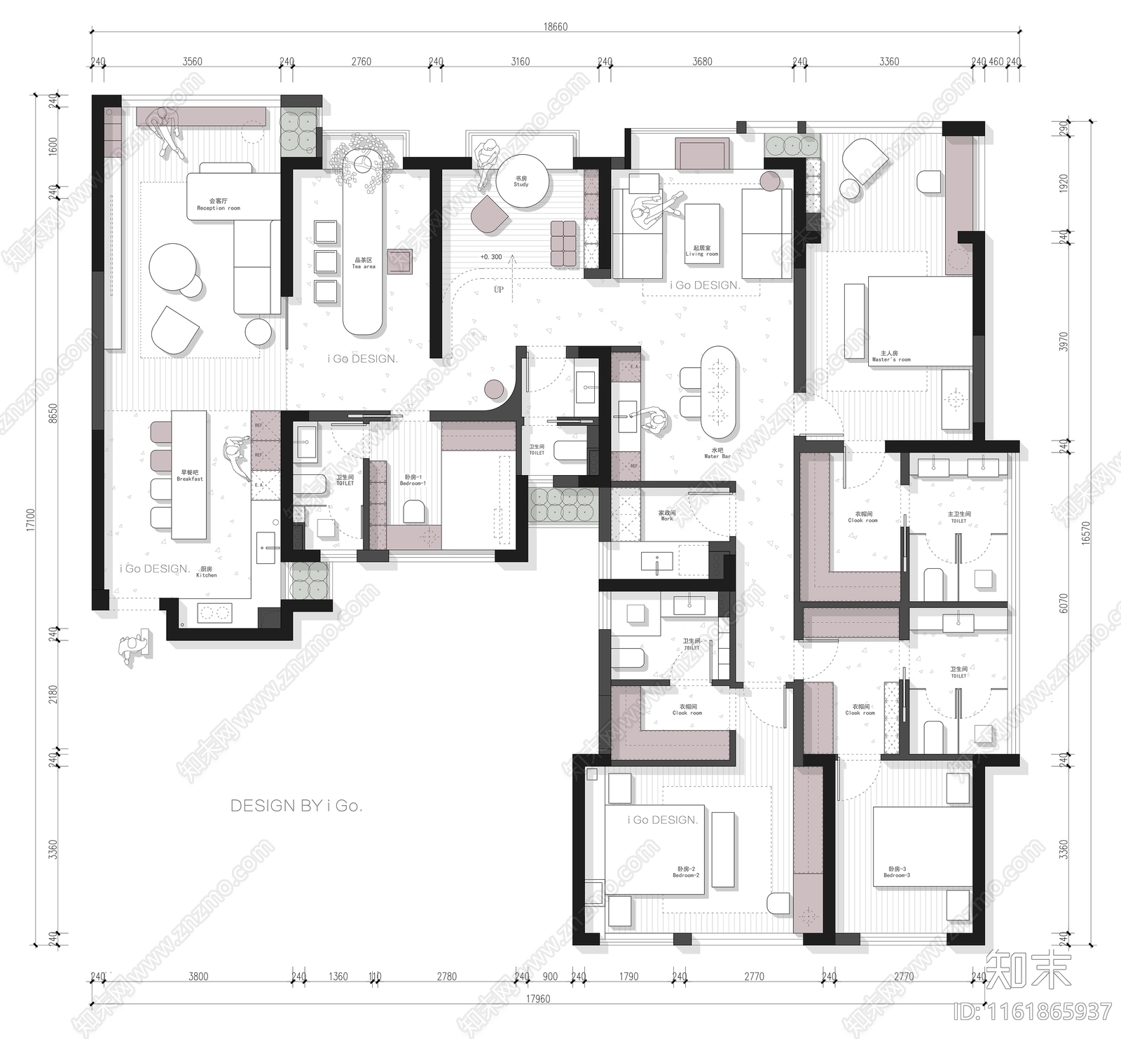 iGo230㎡大平层两户打通平面优化案例cad施工图下载【ID:1161865937】