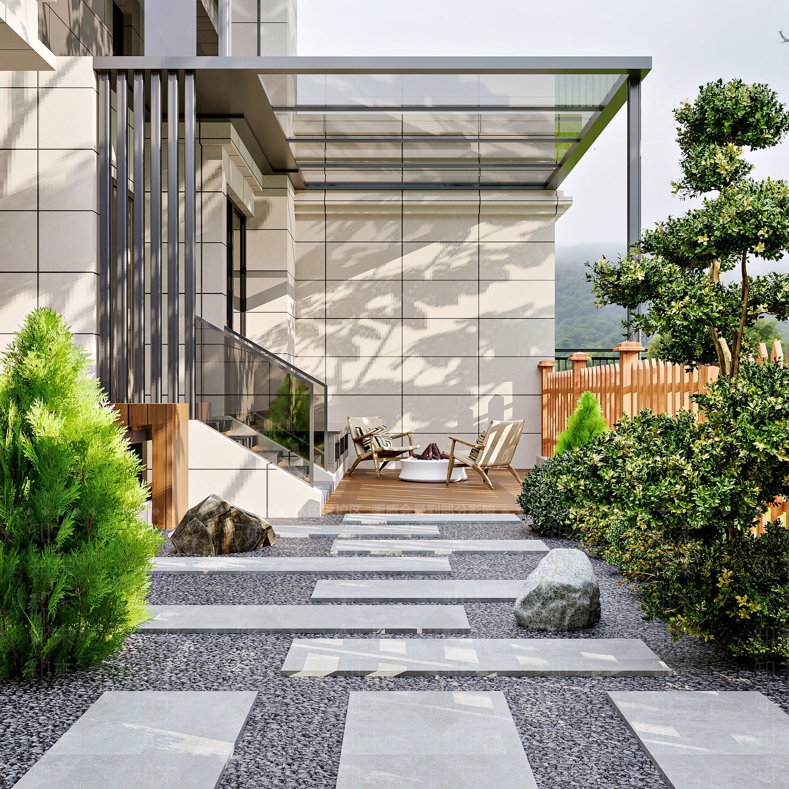 现代风格花园庭院3D模型下载【ID:1161867004】