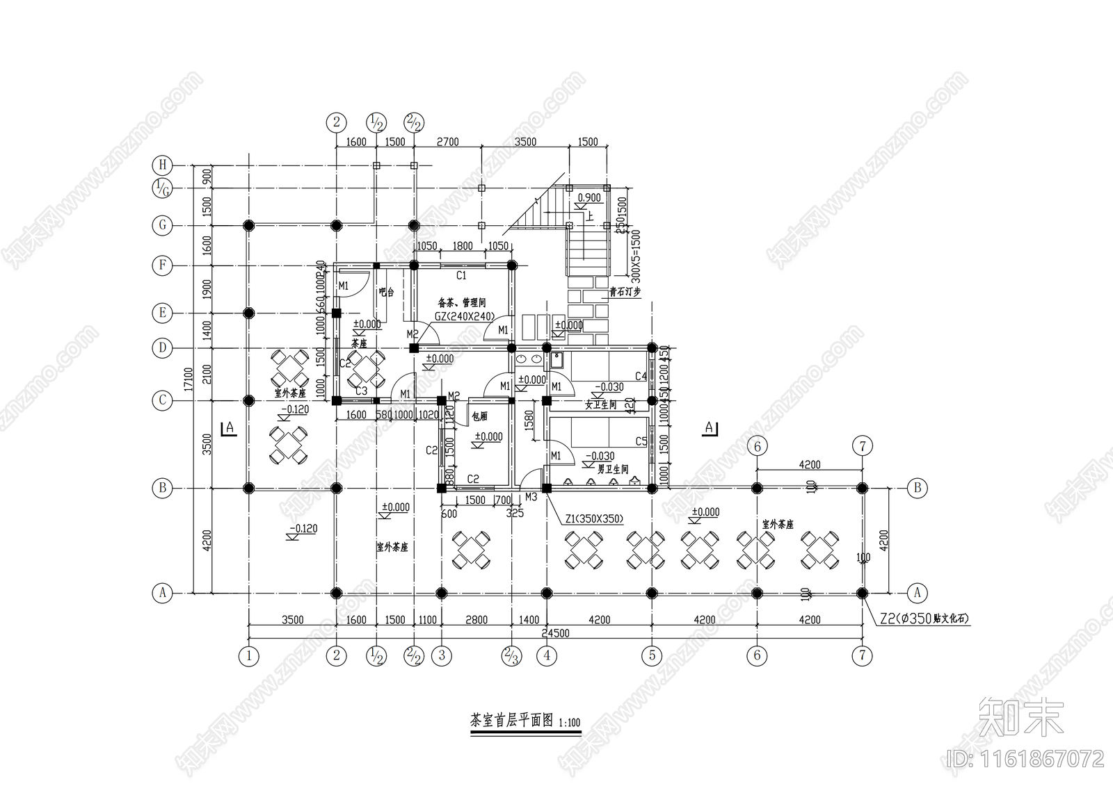 茶馆建筑设计cad施工图下载【ID:1161867072】