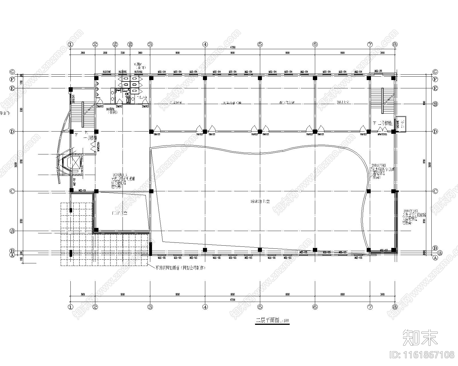 社区游泳馆建筑施工图下载【ID:1161867108】