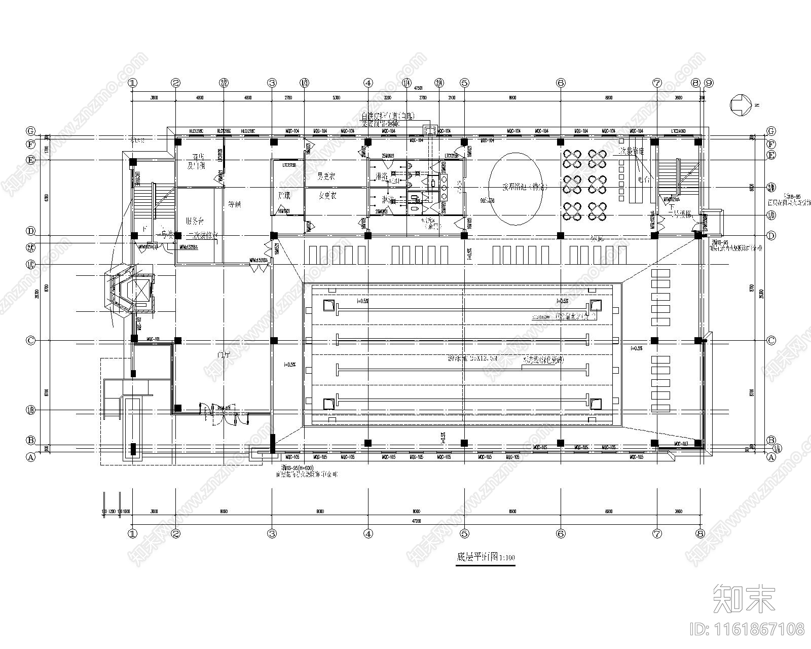 社区游泳馆建筑施工图下载【ID:1161867108】