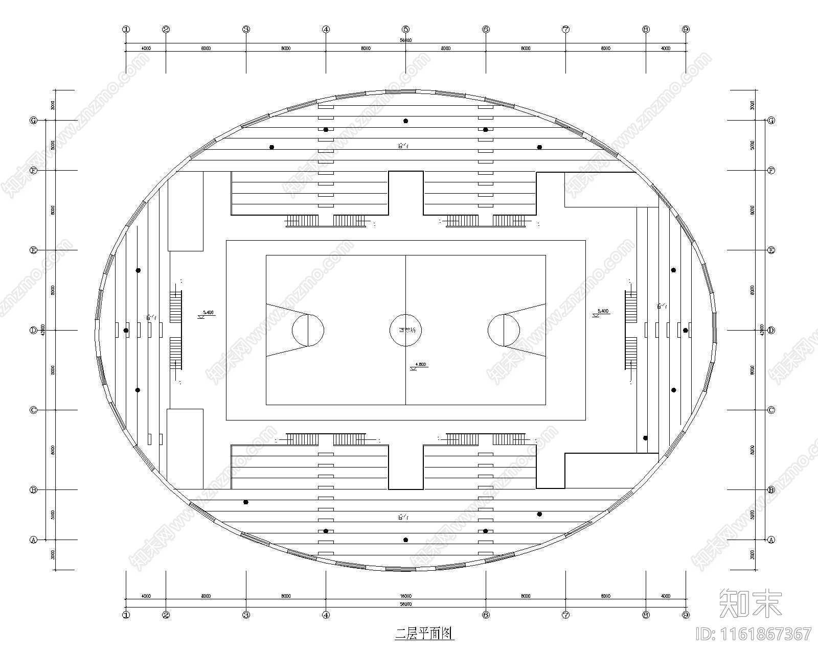 圆形体育馆建筑施工图下载【ID:1161867367】