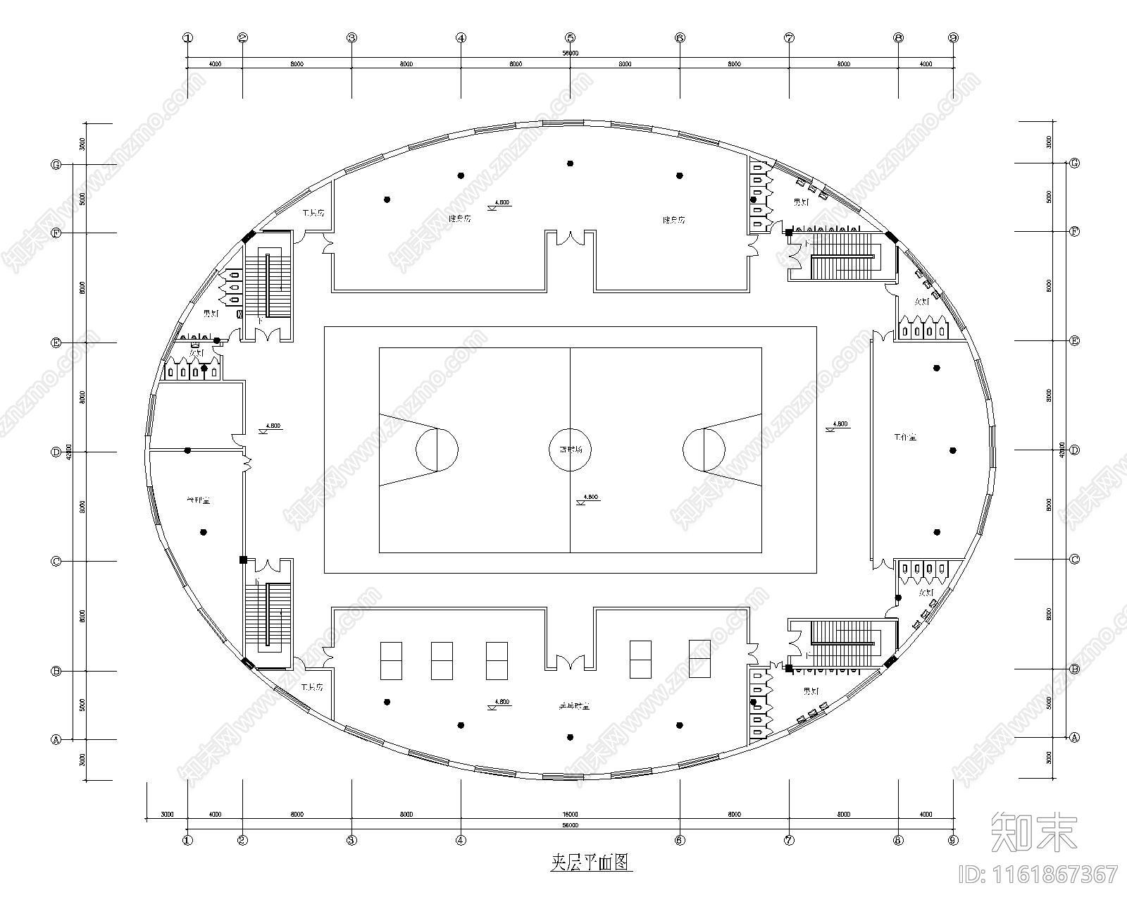 圆形体育馆建筑施工图下载【ID:1161867367】