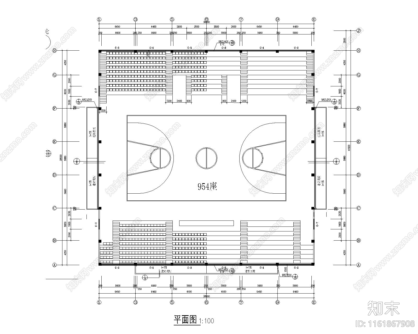 体育馆建筑施工图下载【ID:1161867908】