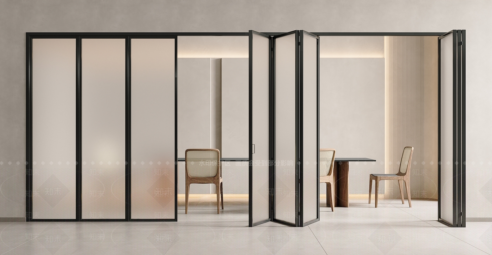 现代磨砂玻璃折叠门3D模型下载【ID:1161868874】