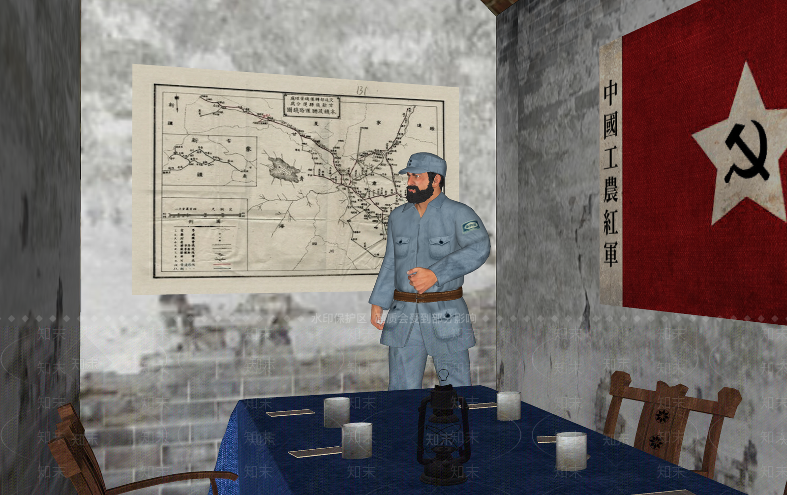 新中式党建展厅SU模型下载【ID:1161871078】