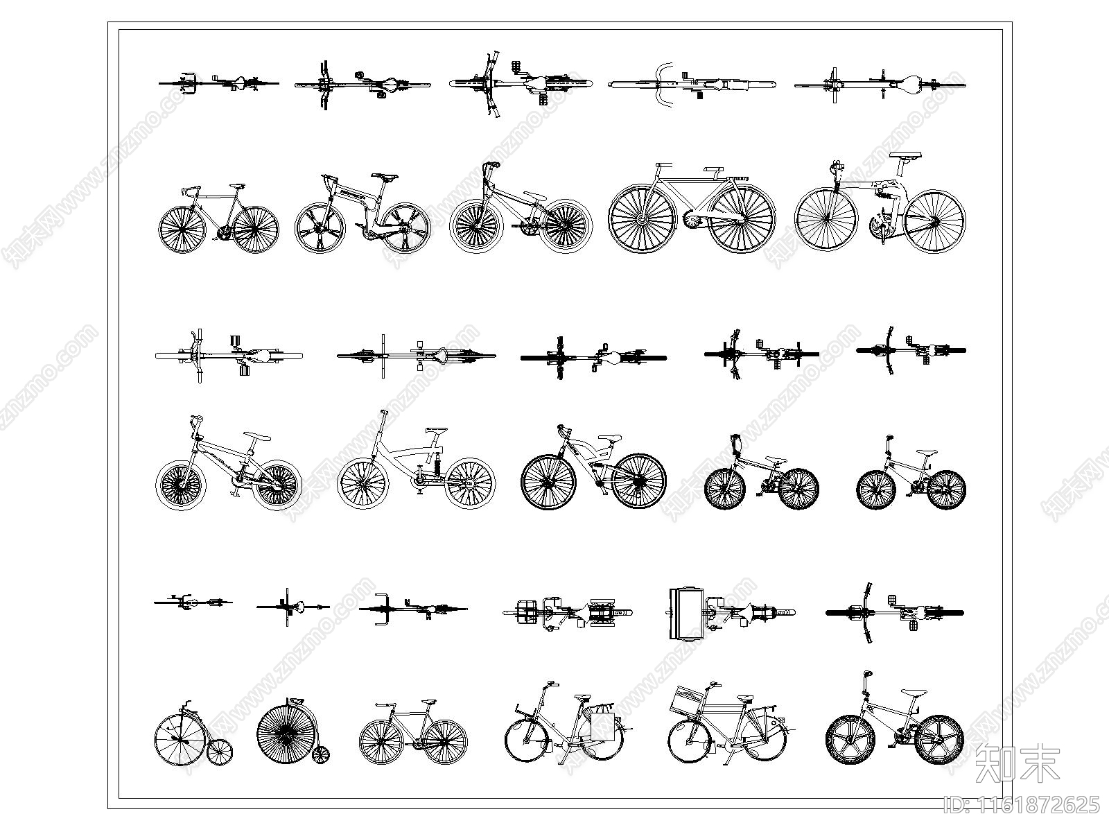 现代自行车单车脚踏车图库施工图下载【ID:1161872625】