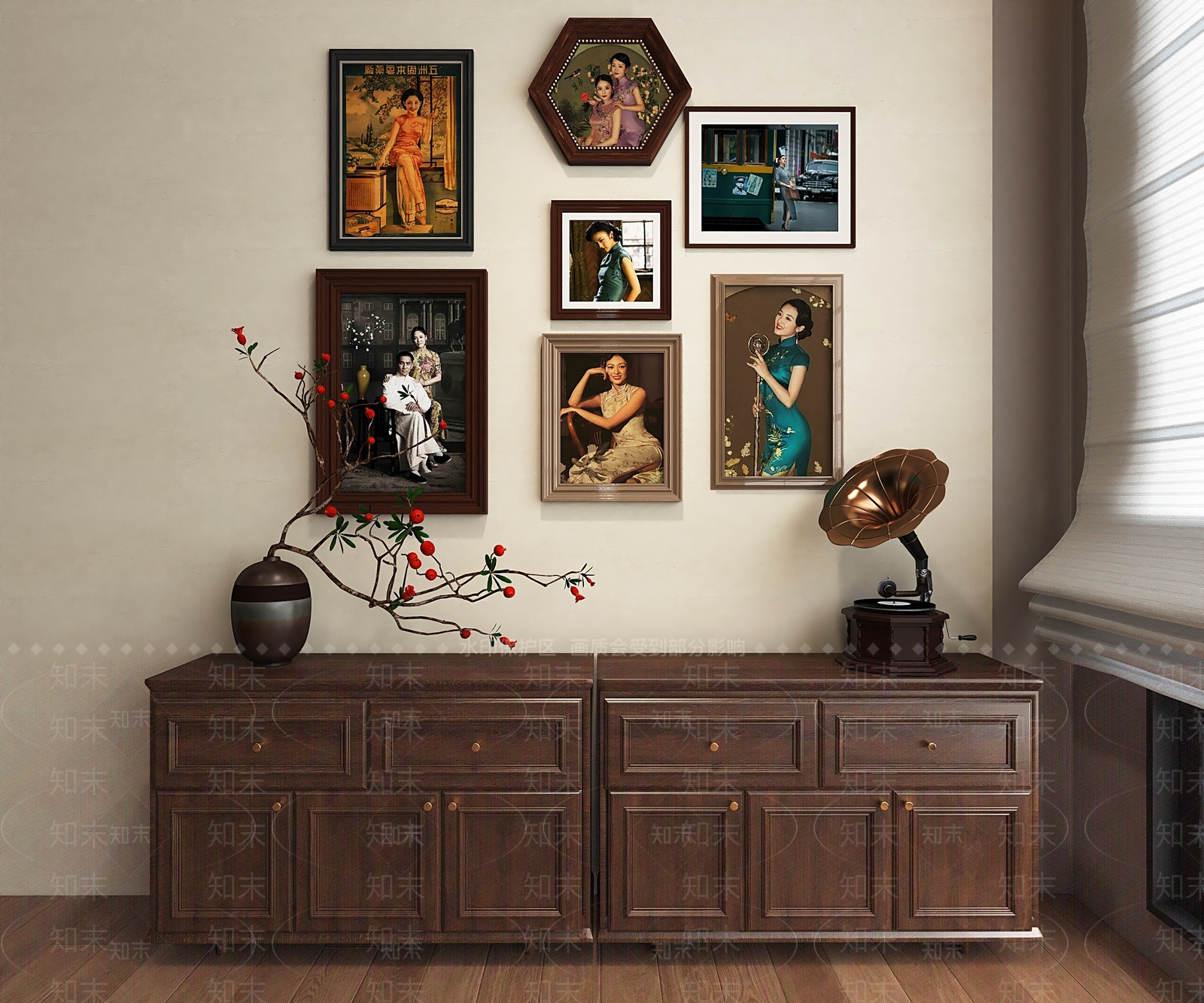 中式复古装饰画3D模型下载【ID:1161873210】