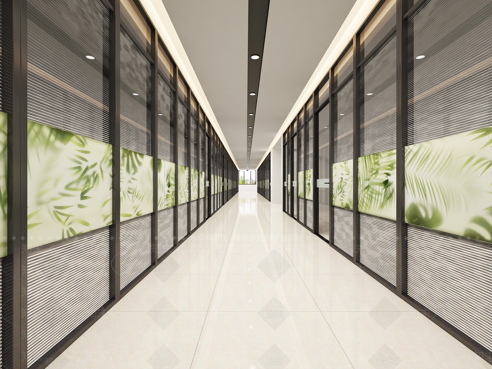 现代办公过道走廊3D模型下载【ID:1161873566】