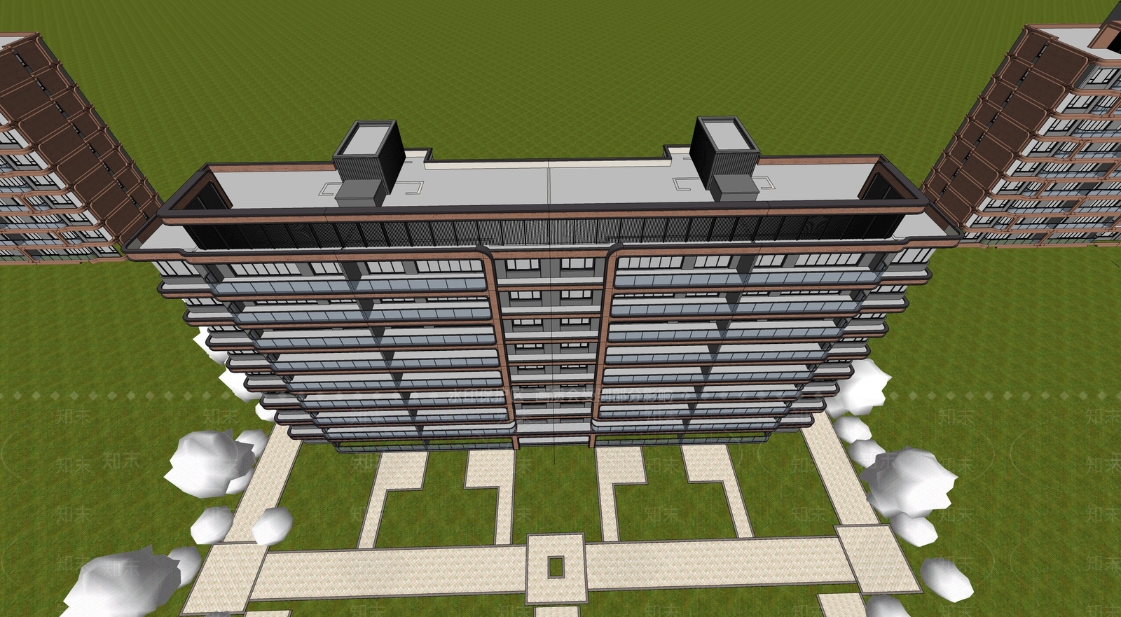 现代多层住宅SU模型下载【ID:1161874658】