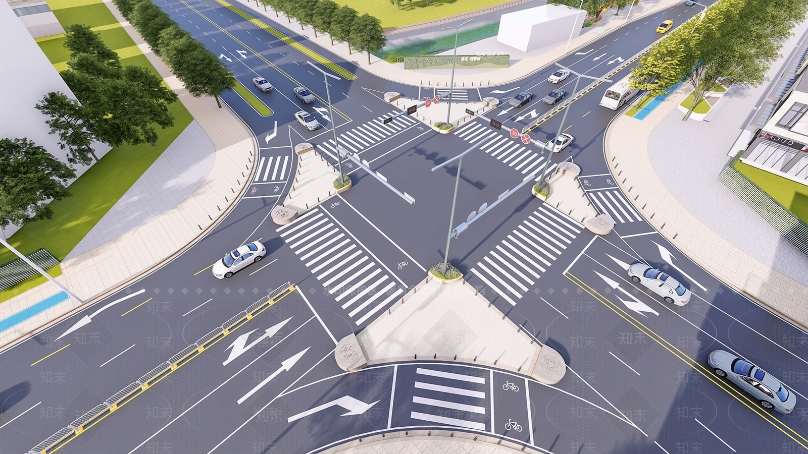 现代十字路口SU模型下载【ID:1161876502】