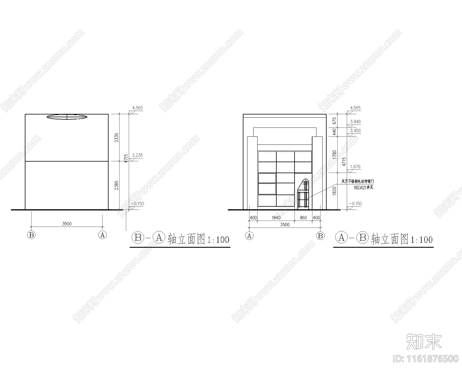 工业园区入口大门cad施工图下载【ID:1161876500】