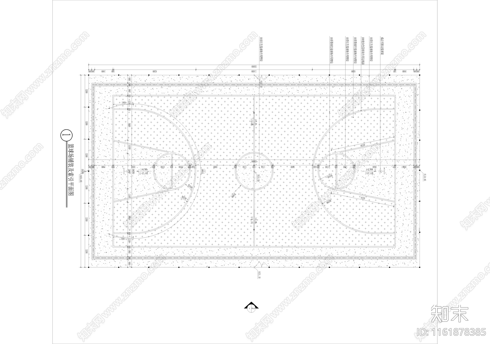 现代篮球场围网画线做法结构详图施工图下载【ID:1161878385】