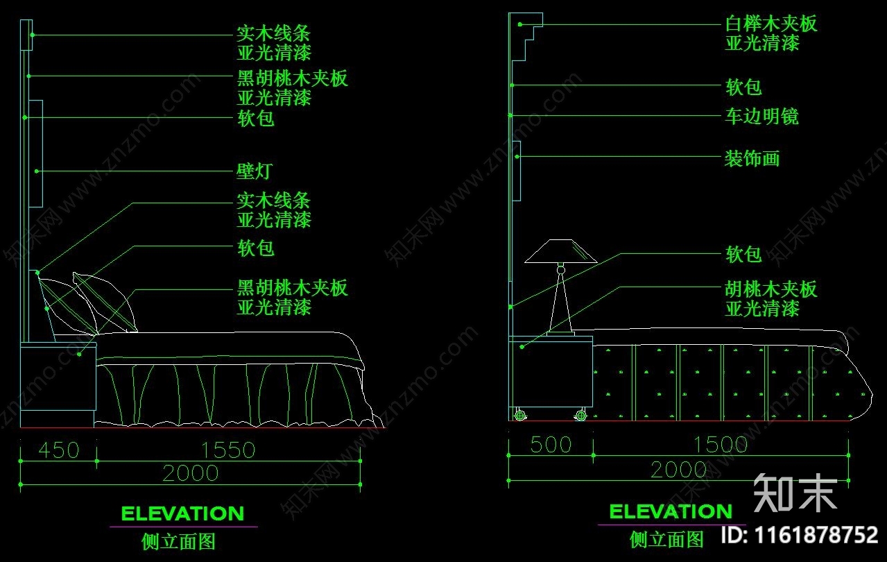 床三视图立面图图库cad施工图下载【ID:1161878752】