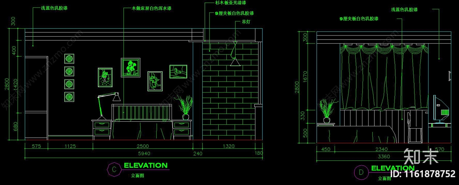 床三视图立面图图库cad施工图下载【ID:1161878752】