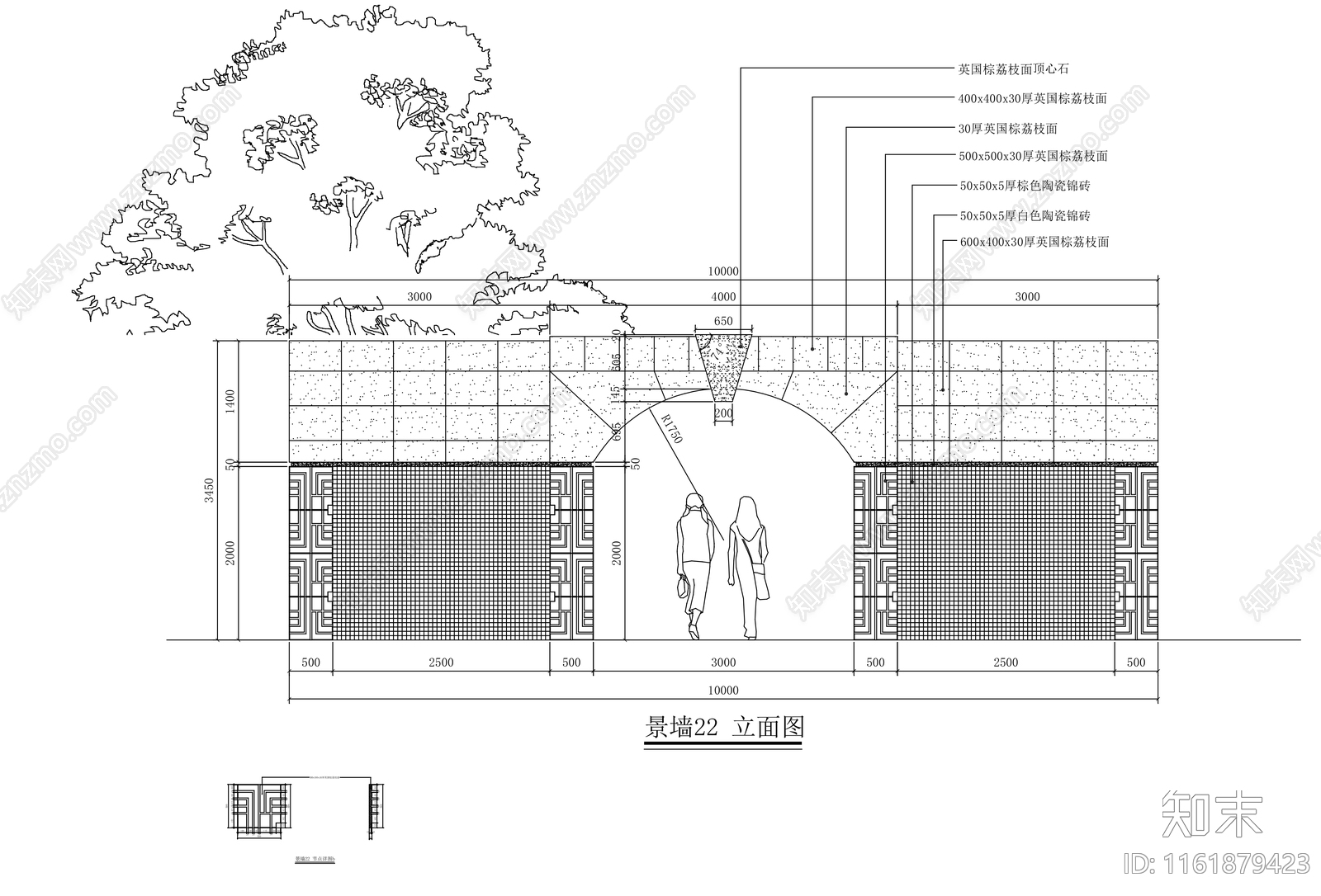 欧式钢结构月洞门景墙详图cad施工图下载【ID:1161879423】