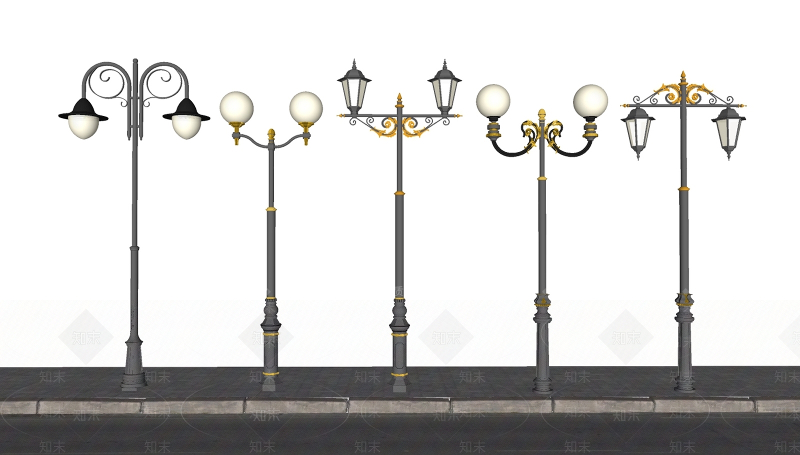 欧式路灯SU模型下载【ID:1161882119】
