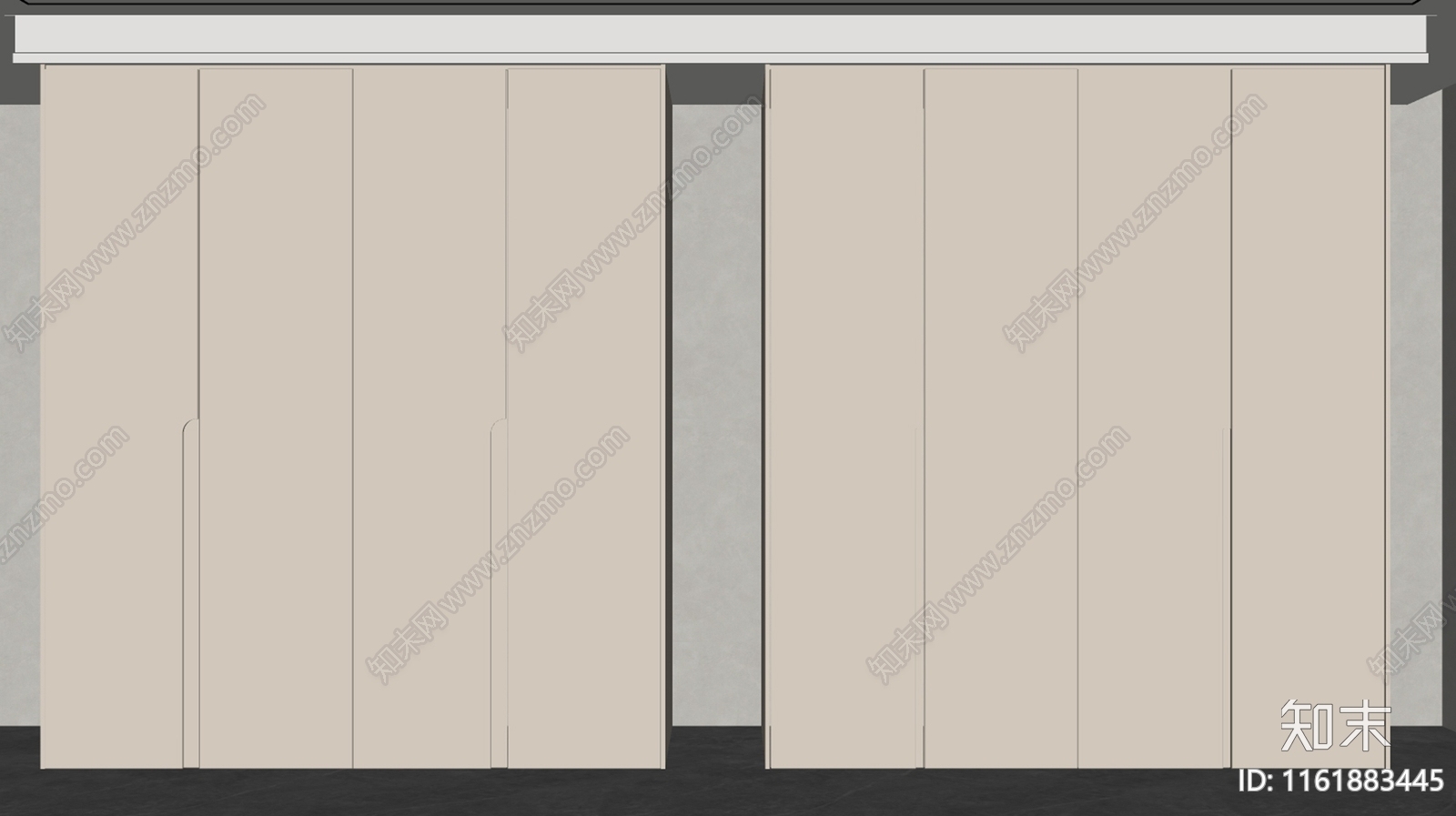 现代奶油风衣柜SU模型下载【ID:1161883445】