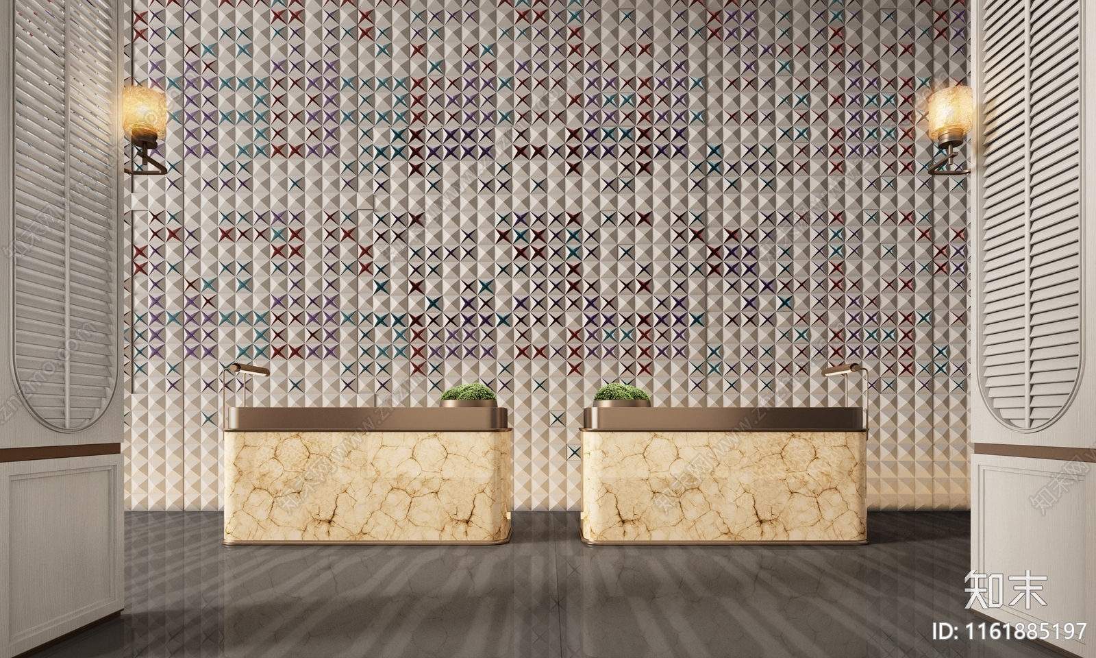 现代酒店前台SU模型下载【ID:1161885197】