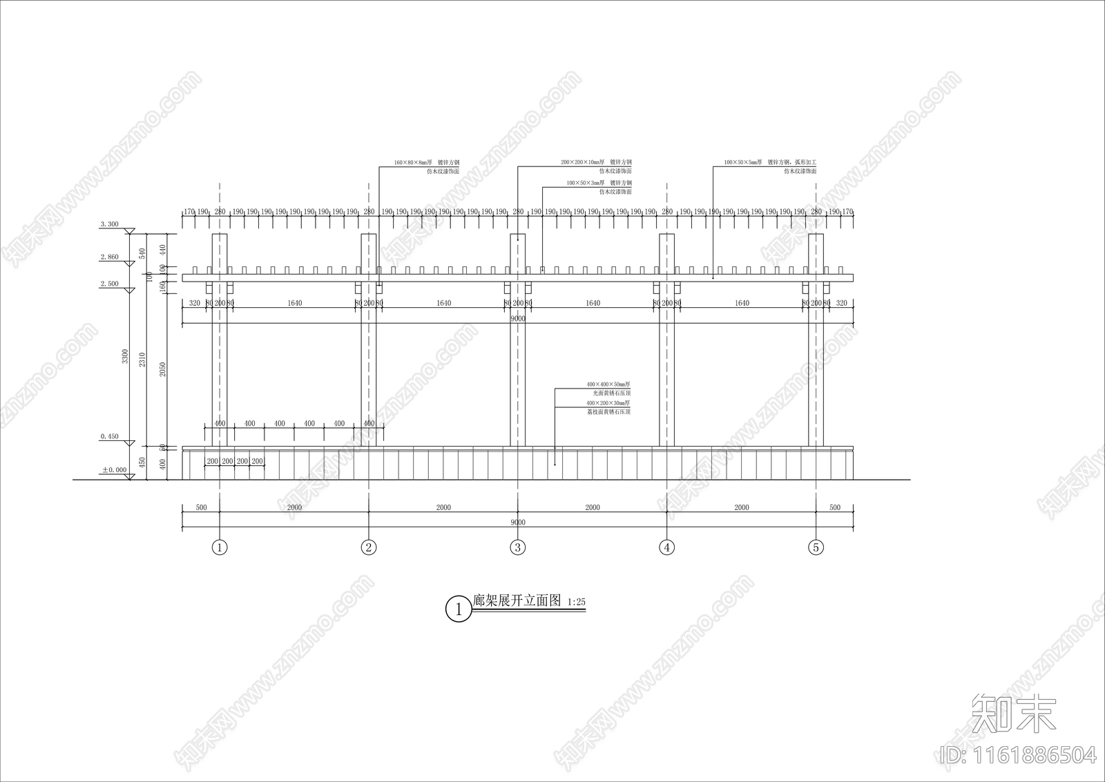 特色户型廊架施工详图cad施工图下载【ID:1161886504】