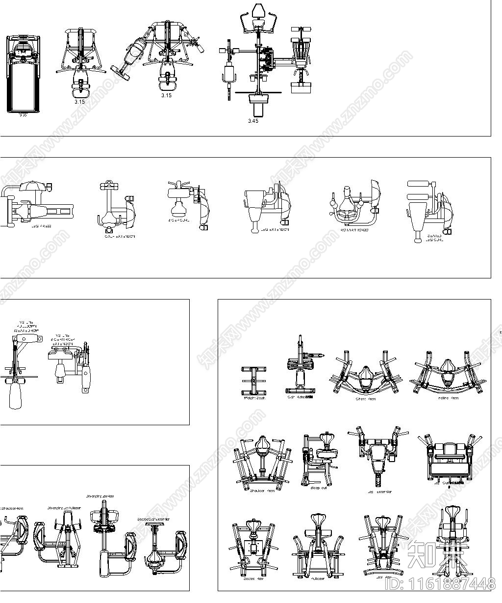 健身会所设备图快施工图下载【ID:1161887448】