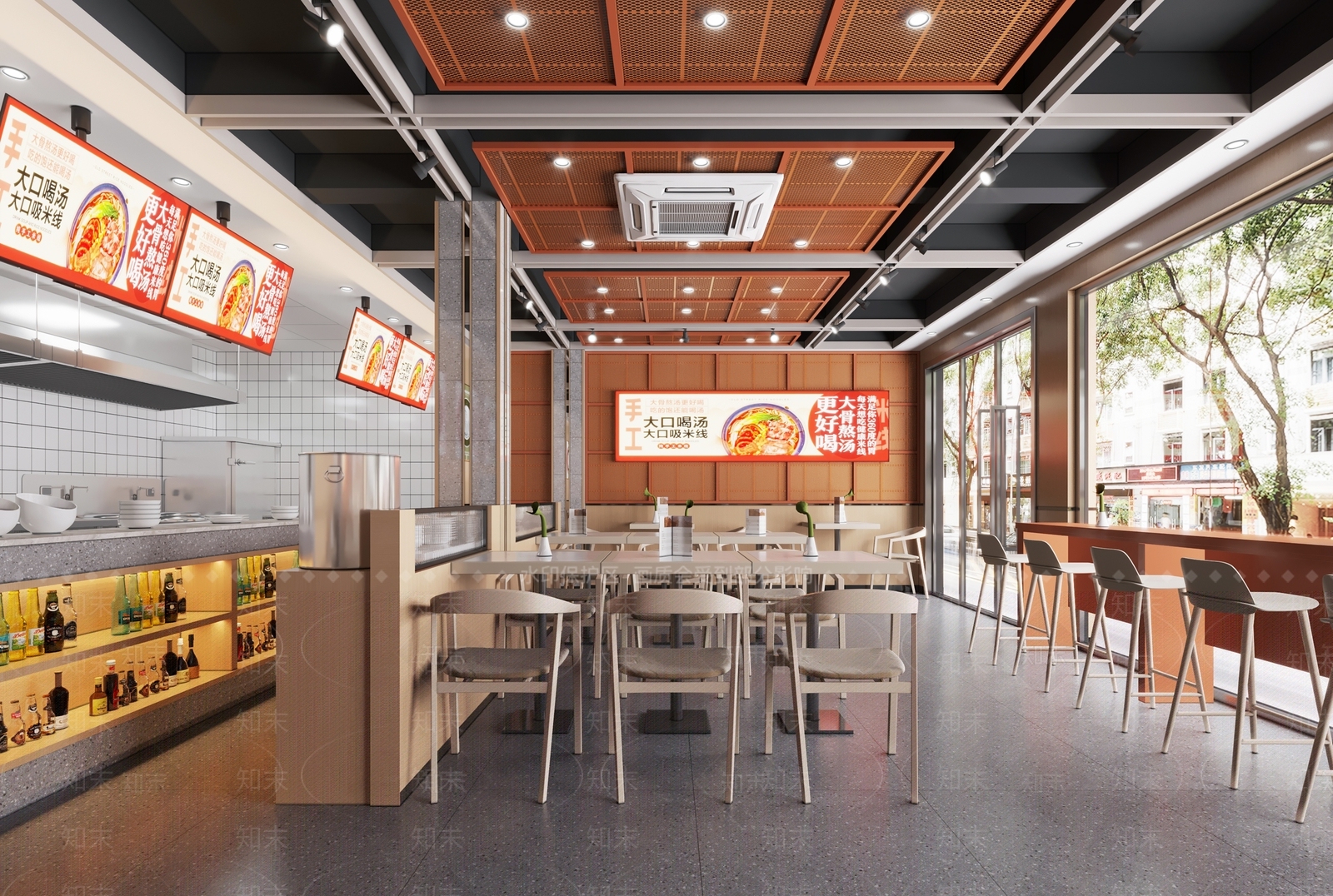 现代快餐店面馆3D模型下载【ID:1161920443】