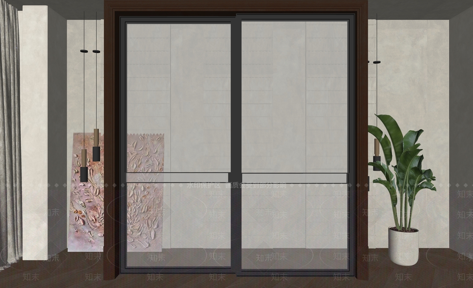 现代玻璃推拉门SU模型下载【ID:1161895097】