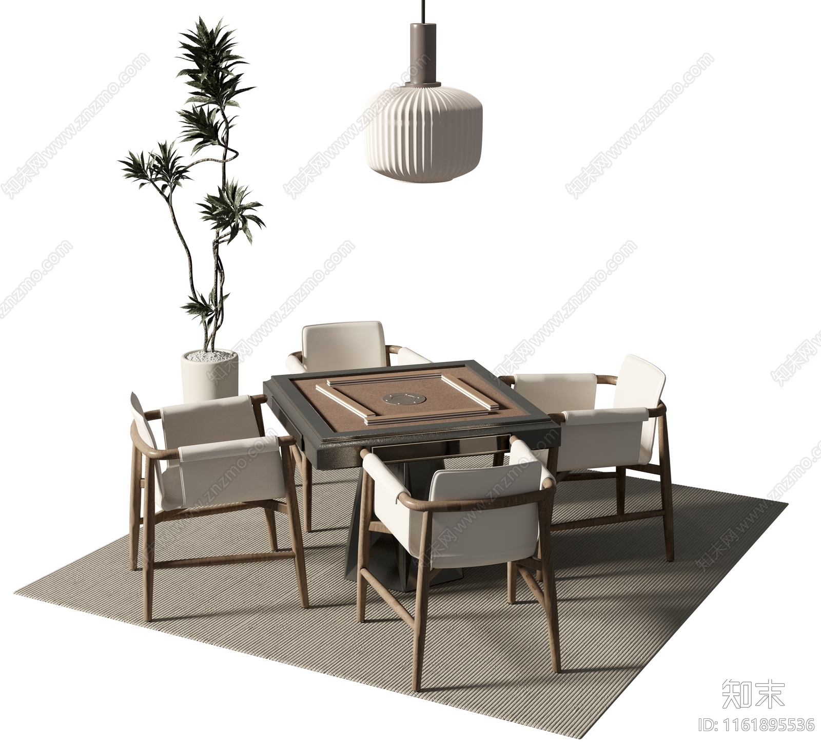 现代中古麻将桌组合3D模型下载【ID:1161895536】