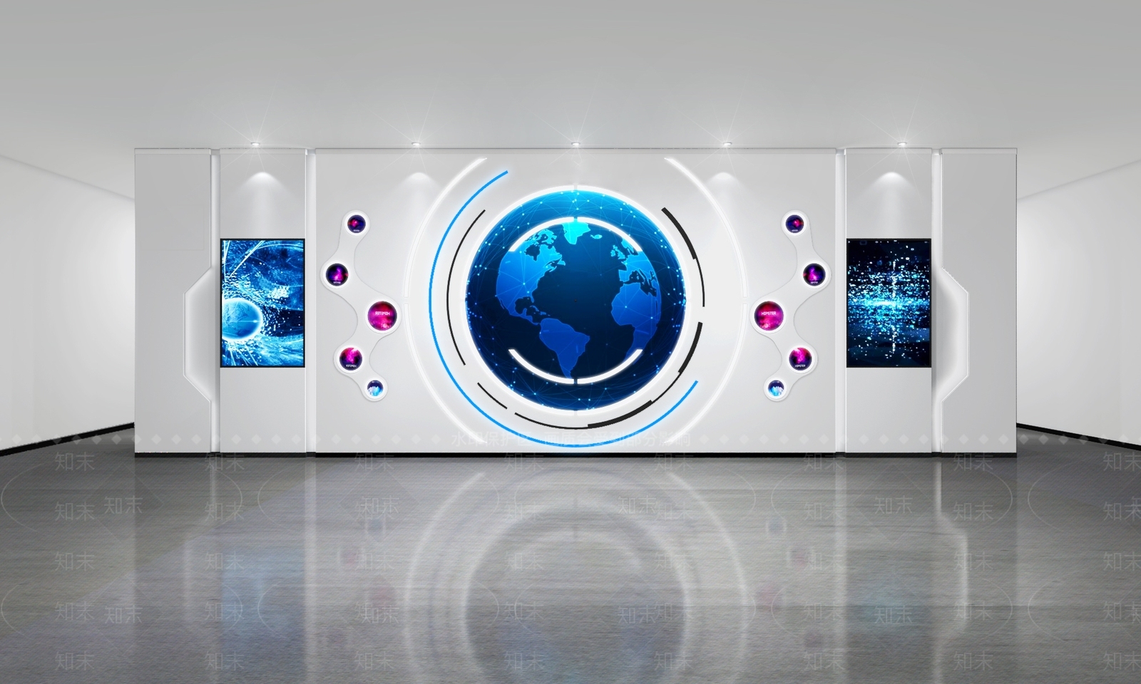 现代展厅企业形象墙3D模型下载【ID:1161899122】