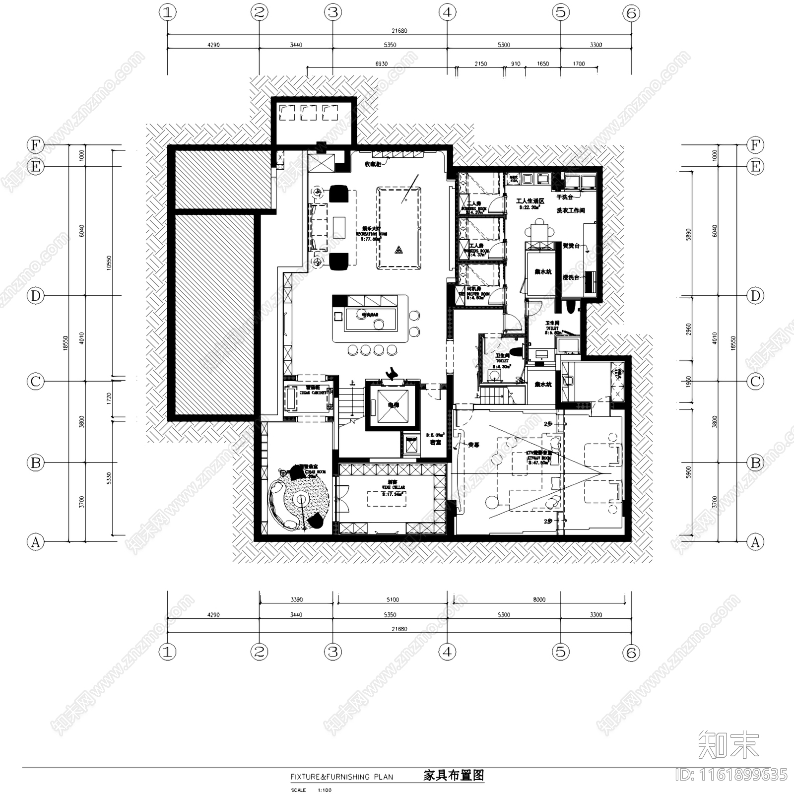 轻奢新中式北京恒大丽宫三层别墅室内家装cad施工图下载【ID:1161899635】